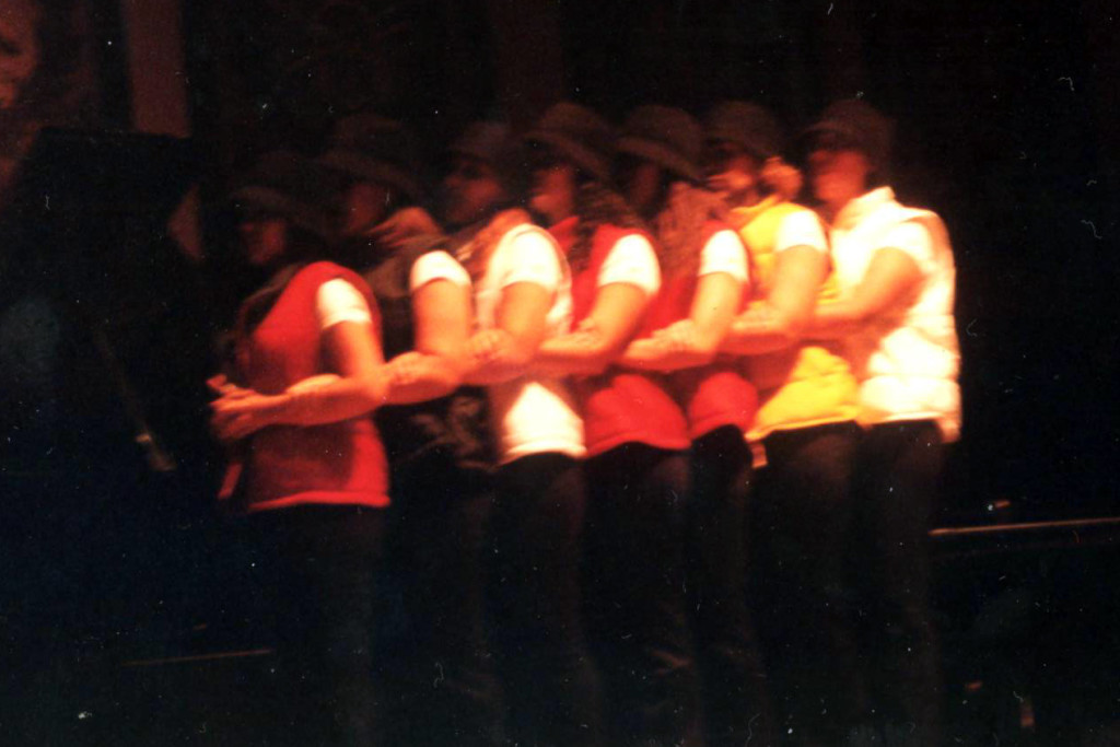 Members of a Latina sorority perform in Gaston Hall at Georgetown University in 1999.